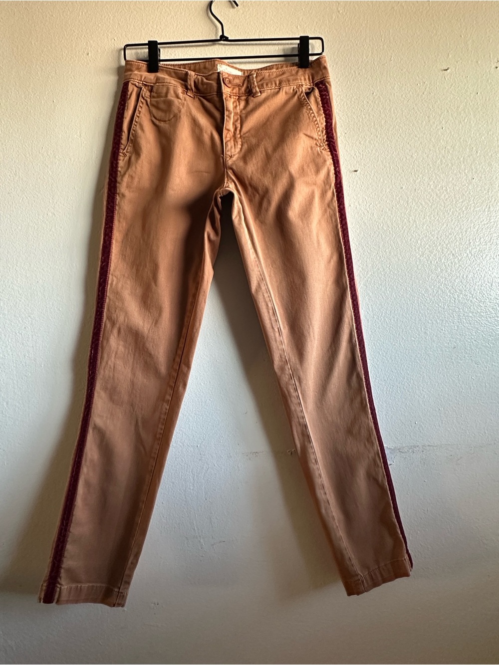 Chino by Anthropologie khaki pants size 25 with velvet  Side Trim